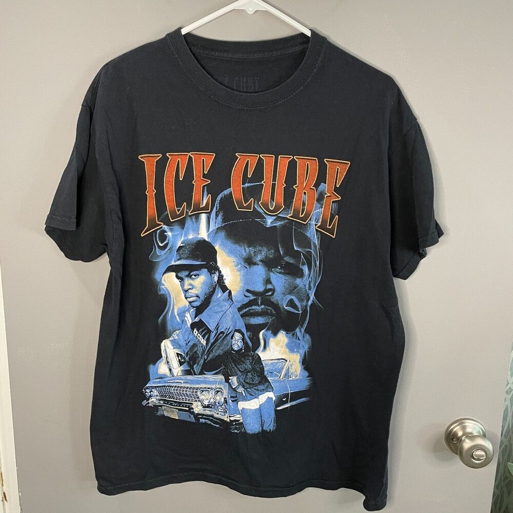 Ice Cube Mens Black Short Sleeve Graphic Rap Hip Hop T-Shirt READ